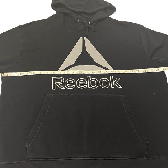 Reebok 2XL Black Pullover Hoodie Big Logo Gym Streetwear Unisex - Picture 3 of 10